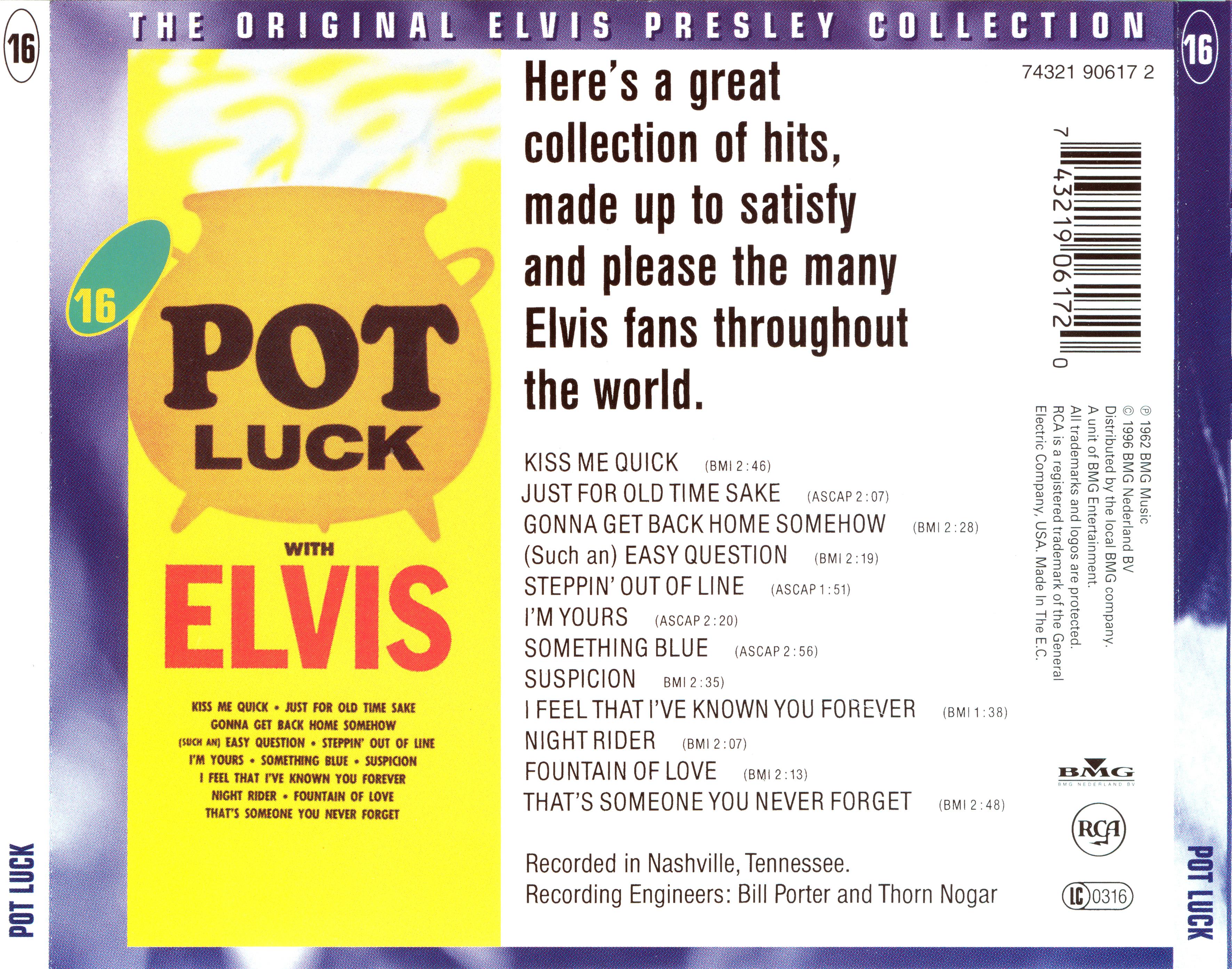 Elvis Presley  The Original Elvis Presley Collection 16; Pot Luck : Back